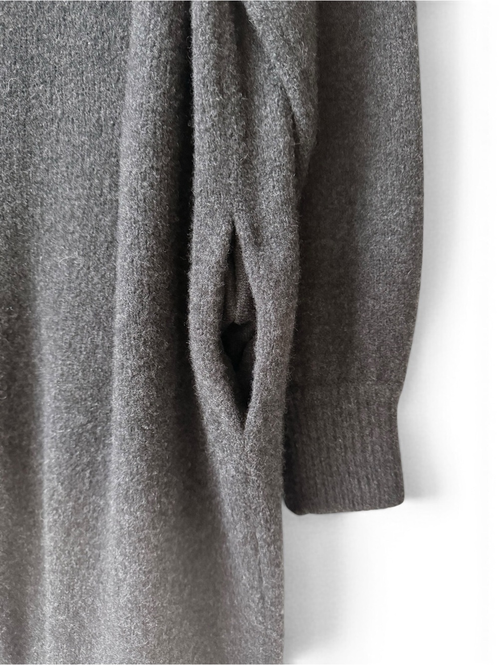 Kit and Ace Charcoal Grey Knit Sweater Dress Medium Long Sleeve Pocket Midi - Picture 4 of 4